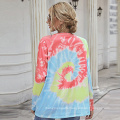 High Quality Women Casual Shirts Custom Tie Dyed Effect Shirt Fashion Long Sleeve Tie Dye T Shirts